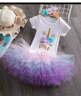 Pastel Multi Princess Unicorn Dress, Girls First Birthday Tutu Dress.